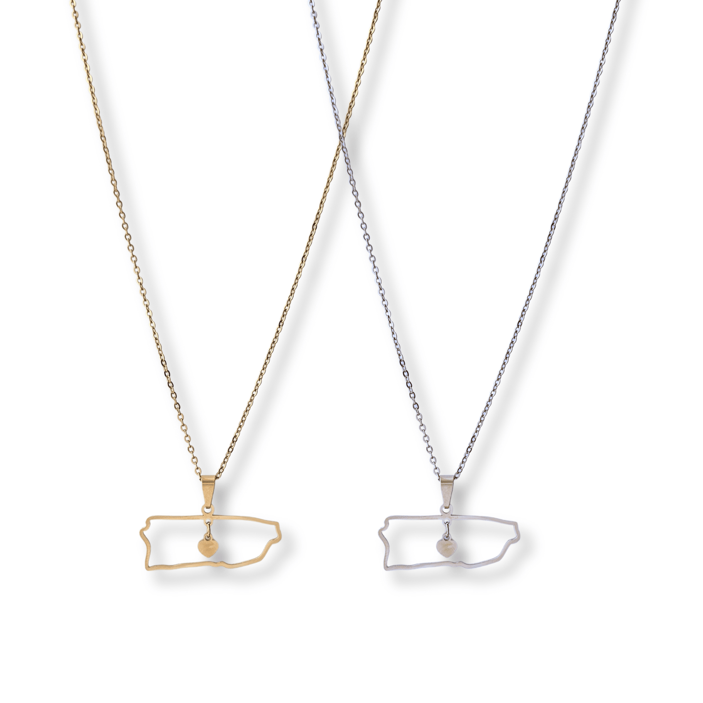 I Love PR necklace outline