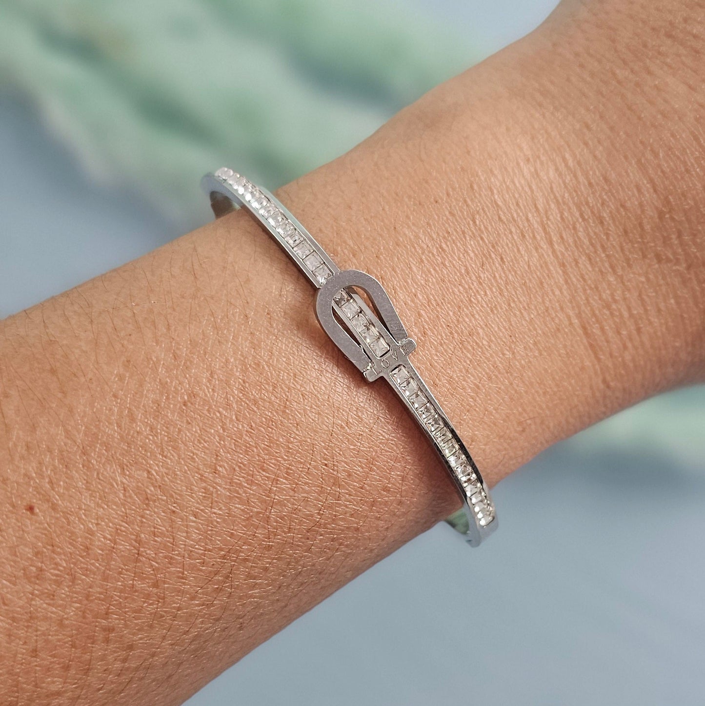 Silver Zircon Bangle