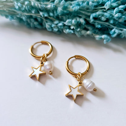 Pearl & stars earrings