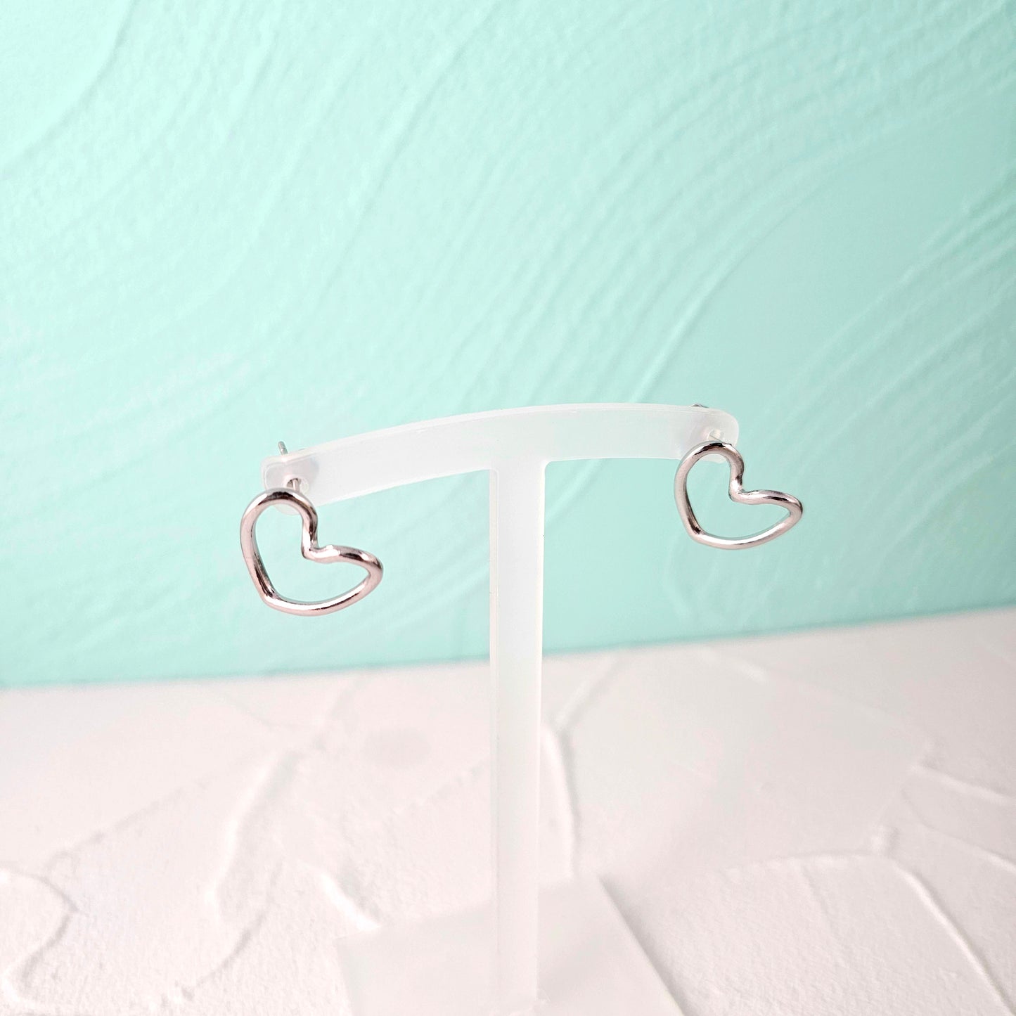 Simple heart silver earrings